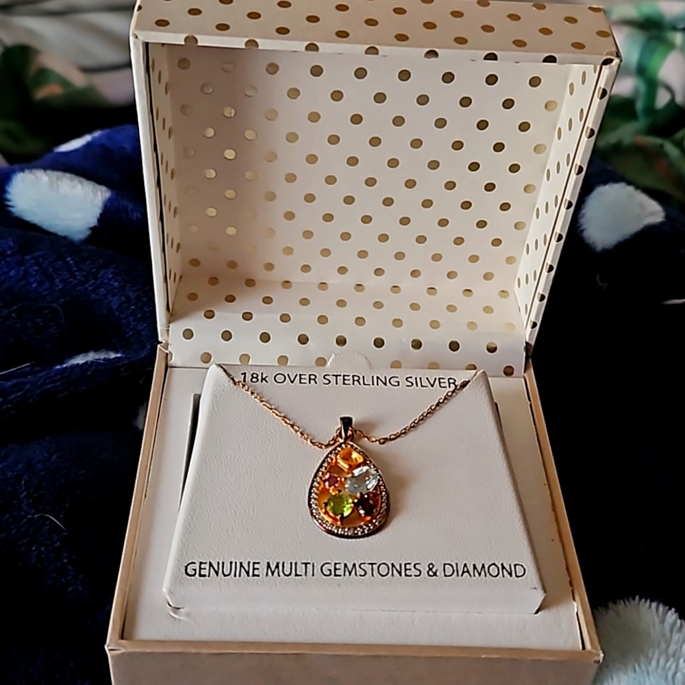 Gold Silver Gemstone neclace.